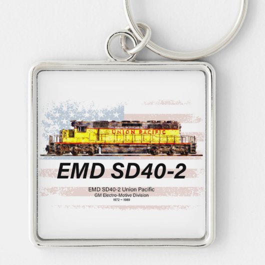 EMD SD40-2 Diesellokomotive. Amerikanische Flagge Schlüsselanhänger (Vorne)