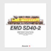 EMD SD40-2 Diesellokomotive. Gewerkschaft Pazifik Aufkleber (Blatt)