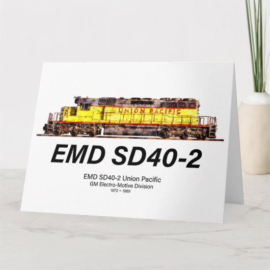 EMD SD40-2 Diesellokomotive. Gewerkschaft Pazifik Dankeskarte (Vorderseite)