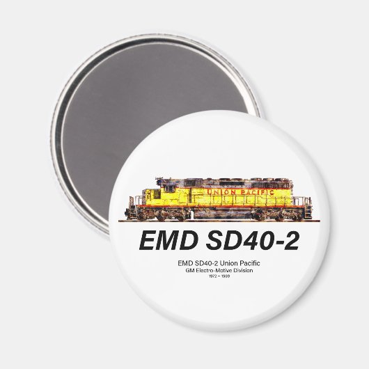 EMD SD40-2 Diesellokomotive. Gewerkschaft Pazifik Magnet (Vorderseite/Rückseite)