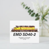 EMD SD40-2 Diesellokomotive. Gewerkschaft Pazifik Postkarte (Stehend Vorderseite)