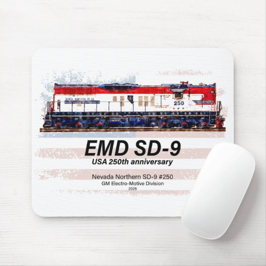 EMD SD-9 Locomotive USA 250th Anniversary Livery Mousepad (Mit Mouse)