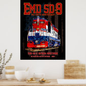 EMD SD-9 Locomotive USA 250th Anniversary Livery Poster (Küche)