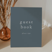 EMELIA Blue Minimalistisch Wedding Guest Book Sign Sockelschild