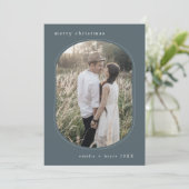 EMELIA Blue Simple Modern Family Foto Weihnachten (Stehend Vorderseite)