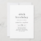 EMELIA Boho Minimalistisch einzigartig Rustikal 40 Einladung (Vorderseite)