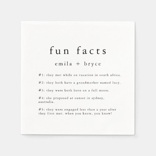 EMELIA Boho Minimalistische einmalige Fun Fakt Hoc Serviette (Vorderseite)