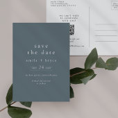 EMELIA Boho Navy Blue Simple Wedding Save the Date Einladungspostkarte