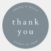 EMELIA Boho Navy Rustic Simple Wedding Vielen Dank Runder Aufkleber (Vorderseite)