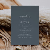 EMELIA Dark Blue Silver Foil Simple Boho Wedding Folieneinladung