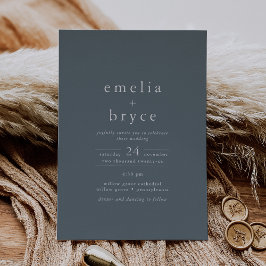 EMELIA Dark Blue Silver Foil Simple Boho Wedding Folieneinladung
