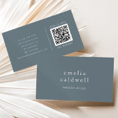 EMELIA Dusty Blue Minimalistisch Boho Minimal QR C Visitenkarte