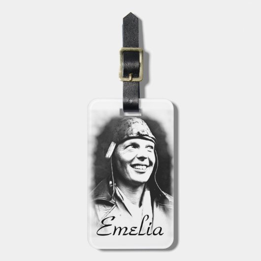 Emelia Earhart - Pilot Gepäckanhänger (Vorderseite vertikal)