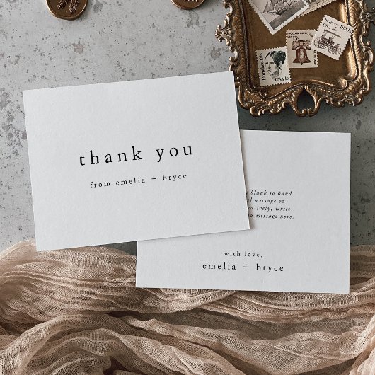 EMELIA Einzigartig Schwarz-weiß Minimalistisch Dankeskarte