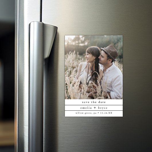 EMELIA Einzigartiges Foto - Neutrale Hochzeit rett Magneteinladung