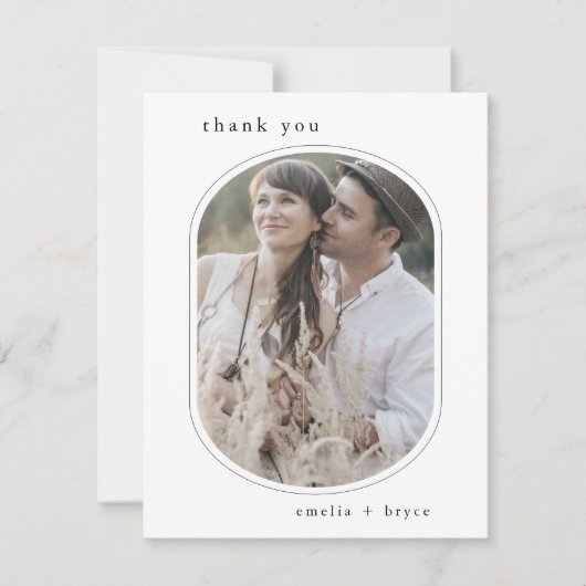 EMELIA Flat Boho Minimalistische einzigartige Foto Dankeskarte (Vorderseite)
