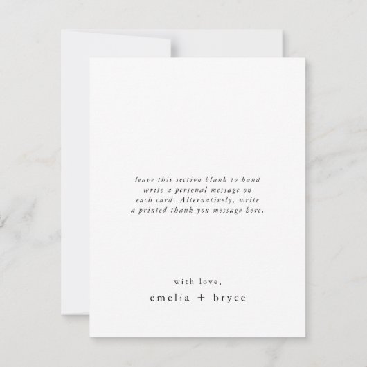 EMELIA Flat Modern Boho Minimalistische Foto Hochz Dankeskarte (Rückseite)