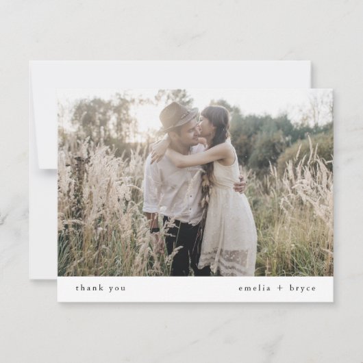 EMELIA Flat Rustic Simple Modern Foto Wedding Dankeskarte (Vorderseite)