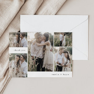 EMELIA Flat Simple Modern Boho Multi Foto Wedding Dankeskarte