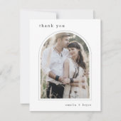 EMELIA Flat White Black Arch Einfaches Foto Hochze Dankeskarte (Vorderseite)