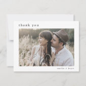 EMELIA Flat White Black Boho Rustic Foto Wedding Dankeskarte (Vorderseite)