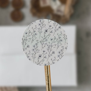 EMELIA Floral Cream Wildblume Botanische Hochzeit Runder Aufkleber