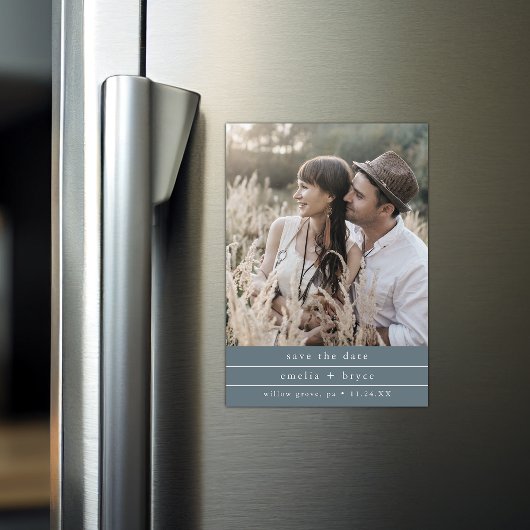 EMELIA Foto Boho Dark Blue Wedding Save the Date Magneteinladung