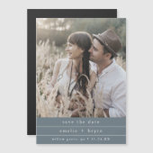 EMELIA Foto Boho Dark Blue Wedding Save the Date Magneteinladung (Vorne/Hinten)