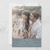 EMELIA Foto Boho Dark Blue Wedding Save the Date Magneteinladung (Vorderseite)