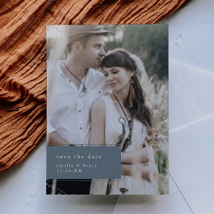 EMELIA Foto Minimalistisch Blue Simple Winter Wedd Save The Date