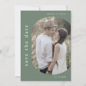 EMELIA Foto Mountain Sage Green Moderne Hochzeit Save The Date (Vorderseite)