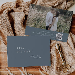 EMELIA Foto Vintag Dark Blue Minimalistisch Weddin Save The Date