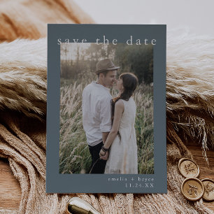 EMELIA Foto Vintage Dunkelblau Minimalistische Hoc Save The Date