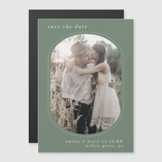 EMELIA Foto Wald Hochzeit speichern das Datum Magneteinladung (Vorne/Hinten)