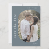 EMELIA Foto Winter Minimalistisch Dusty Blue Weddi Save The Date (Vorderseite)