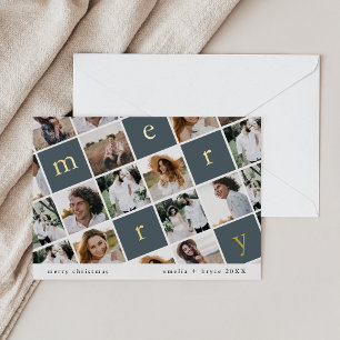 EMELIA Gold Foil Blue Multi Foto Weihnachten Folien Feiertagskarte
