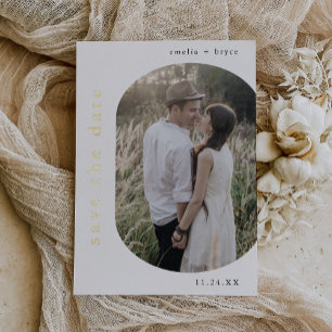 EMELIA Gold Foil Boho Moderne Hochzeit speichern d Folieneinladung