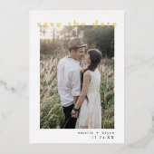 EMELIA Gold Foil Boho Simple Wedding Save the Date Folieneinladung (Vorderseite)