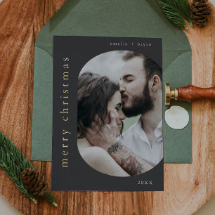 EMELIA Gray Gold Foil Foto Frohe Weihnachten Folien Feiertagskarte