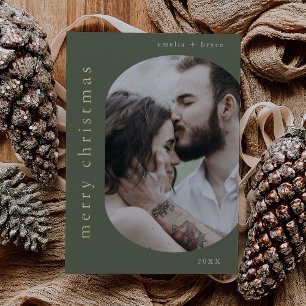 EMELIA Green Gold Foil Foto Frohe Weihnachten Folien Feiertagskarte