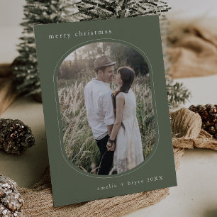 EMELIA Green Simple Modern Family Foto Weihnachten