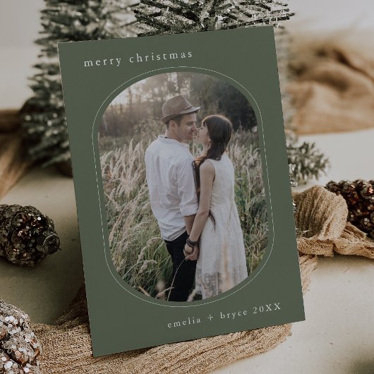 EMELIA Green Simple Modern Family Foto Weihnachten