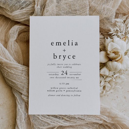 EMELIA Lässige Minimalistische, einzigartige neutr Einladung