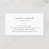 EMELIA Logo Einzigartig neutrales, weißes schwarze Visitenkarte (Rückseite)