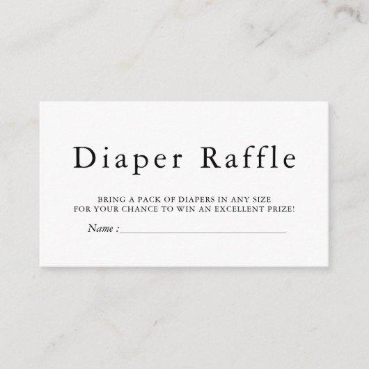 EMELIA Minimal Baby Shower Raffle Card Begleitkarte (Vorderseite)