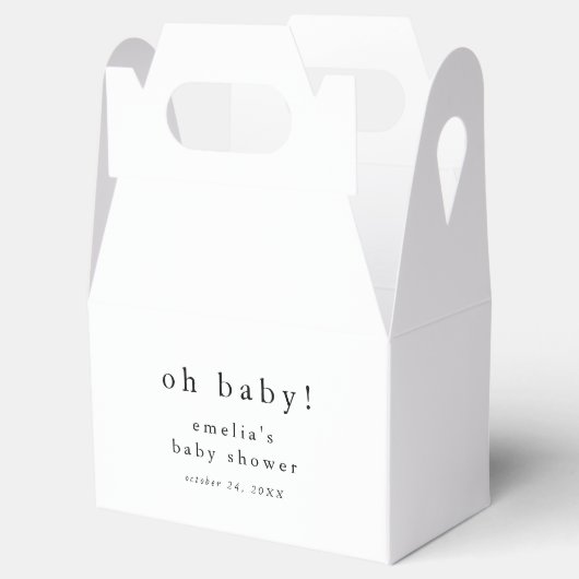 EMELIA Minimalistisch Boho Simple Oh Baby Dusche Geschenkschachtel (Geöffnet)