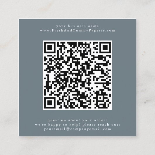 EMELIA Minimalistisch Simple Dusty Blue Verließ ei Quadratische Visitenkarte (Rückseite)