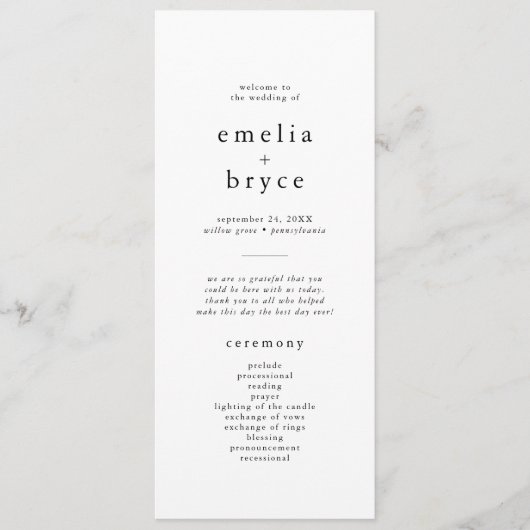 EMELIA Minimalistische einzigartige neutrale rusti Programm (Vorderseite)