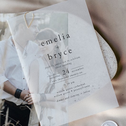 EMELIA Modern Boho Minimalistische, einzigartige S Pergament Einladungen