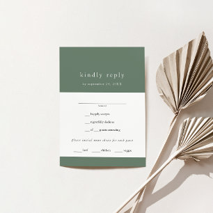 EMELIA Modern Mountain Sage Green Simple Wedding RSVP Karte